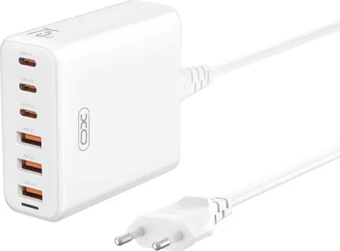 XO L133 φορτιστής Desktop 75W GAN 3 ΘΥΡΕΣ USB + 3ΘΥΡΕΣ Type-C, 1.5M