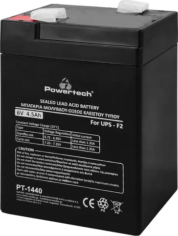 POWERTECH μπαταρία μολύβδου PT-1440 για UPS, 6V 4.5Ah, F2