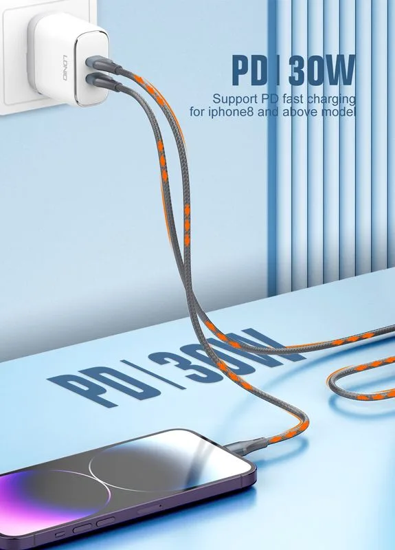 LDNIO καλώδιο Lightning σε USB-C LC631I, 30W PD, 1m, πράσινο — εικόνα 2