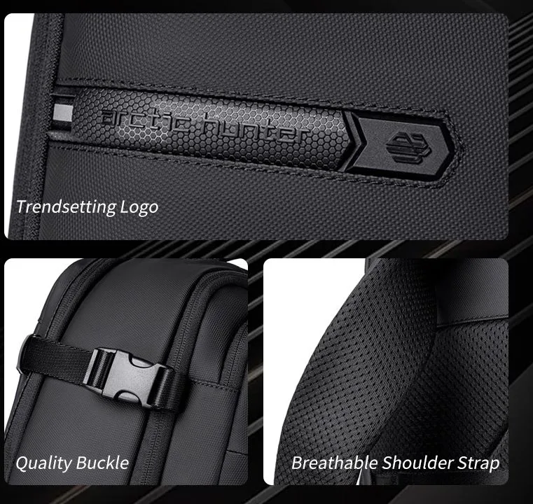ARCTIC HUNTER τσάντα πλάτης B00866 με θήκη laptop 15.6", αεροστεγής θήκη, 35.5L/49.5L, μαύρη — εικόνα 3