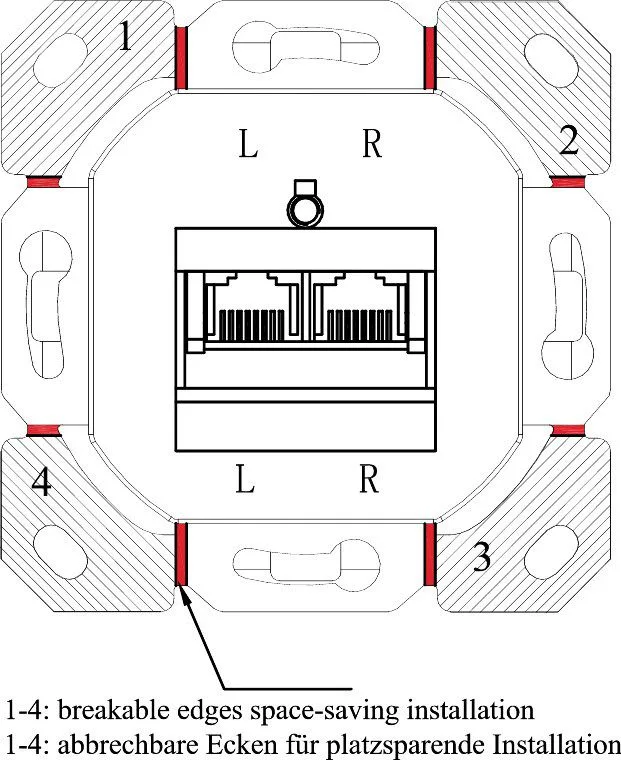 GOOBAY επιτοίχια πρίζα CAT 6a 68572, 2x RJ45, 80x80mm, λευκή — εικόνα 6
