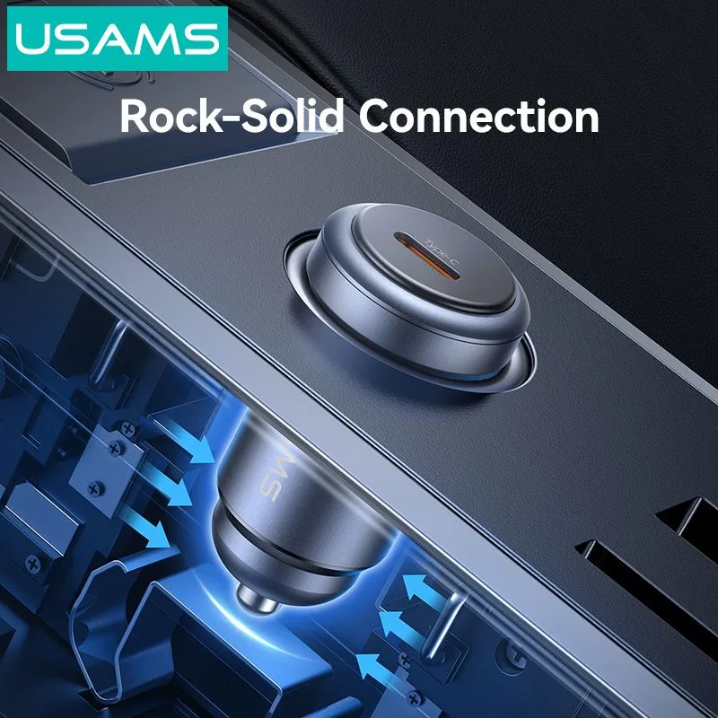 USAMS φορτιστής αυτοκινήτου CC321, USB-C, 30W, γκρι — εικόνα 2