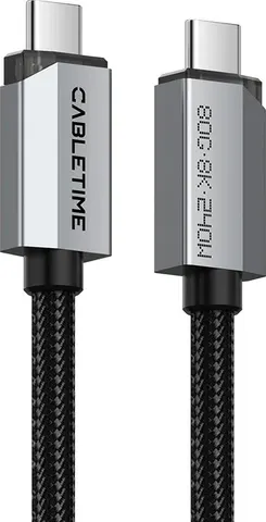 CABLETIME καλώδιο USB-C CT-USB4V2, USB4, 240W, 80Gbps, 8K/60Hz, 1m, μαύρο