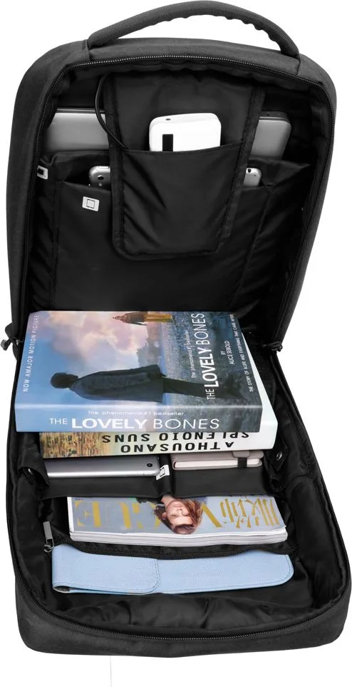 ARCTIC HUNTER τσάντα πλάτης 1701L με θήκη laptop 15.6", USB, 17L, μαύρη — εικόνα 4