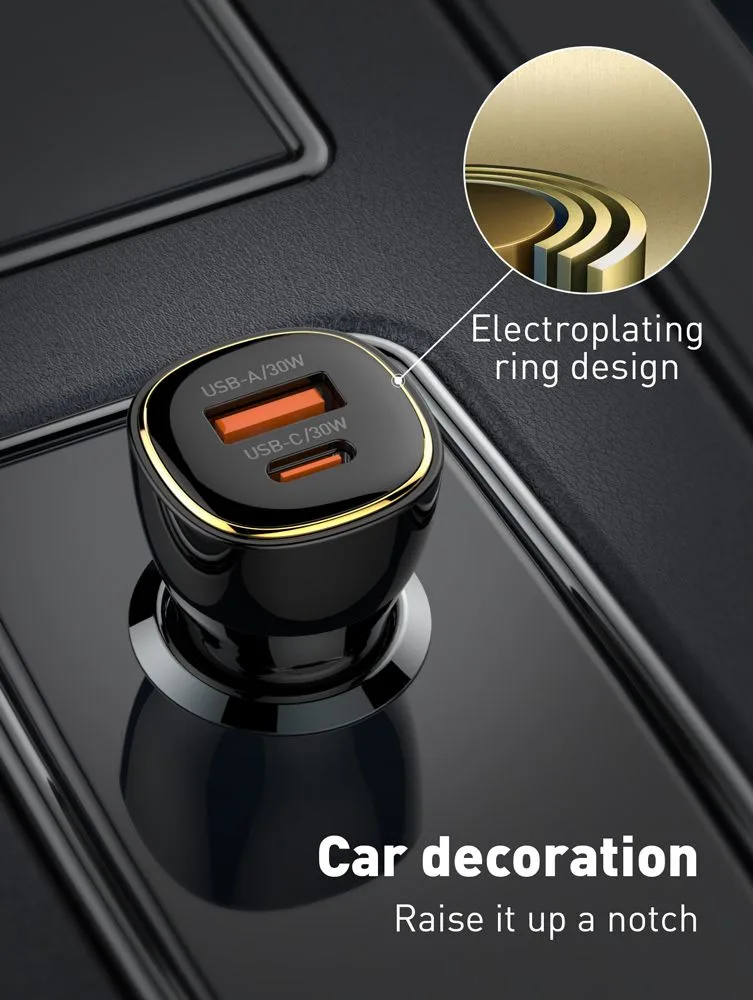 LDNIO φορτιστής αυτοκινήτου C103 με καλώδιο Lightning, USB/USB-C, 60W, μαύρος — εικόνα 3