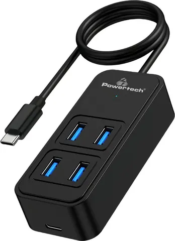 POWERTECH USB 3.2 hub PTR-0156 4x θυρών, 5Gbps, USB-C σύνδεση, 1m, μαύρο