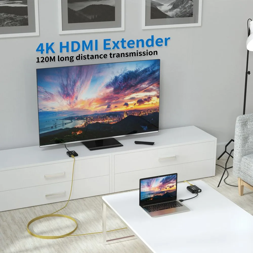 POWERTECH HDMI video extender CAB-H195 μέσω καλωδίου RJ45, 4K/30Hz, με loop, έως 120m — εικόνα 5