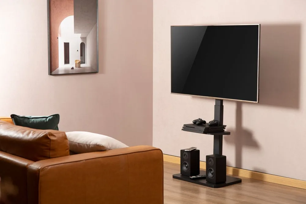 BRATECK βάση τηλεόρασης δαπέδου FS32-46, 37-75", έως 40kg, με ράφι — εικόνα 2