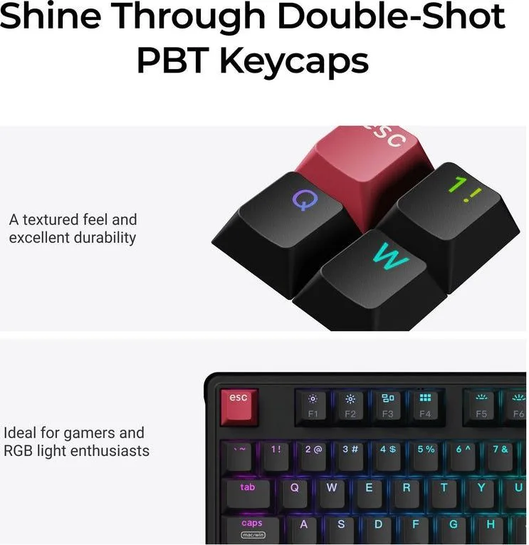 Keychron C3 Pro (C3PX-H1) QMK/VIA Mechanical Red Switch - 8K Polling Rate Hot Swap. 80% US RGB — εικόνα 7