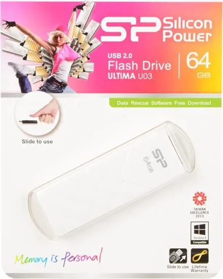 SILICON POWER USB Flash Ultima U03, 64GB, USB 2.0, λευκό — εικόνα 3