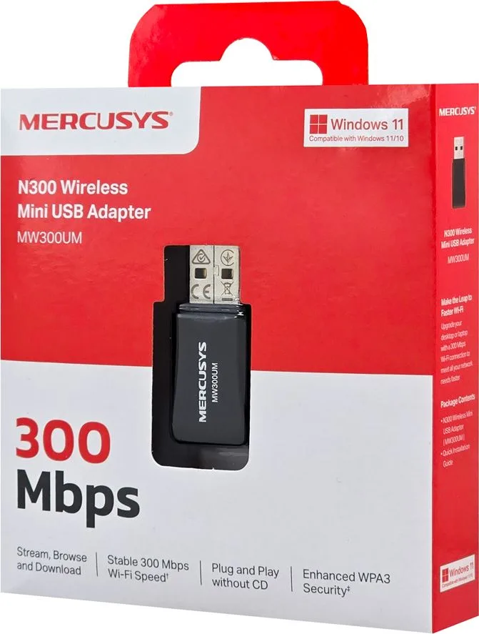 MERCUSYS ασύρματος USB αντάπτορας δικτύου MW300UM, 300Mbps, Ver 4.0 — εικόνα 6