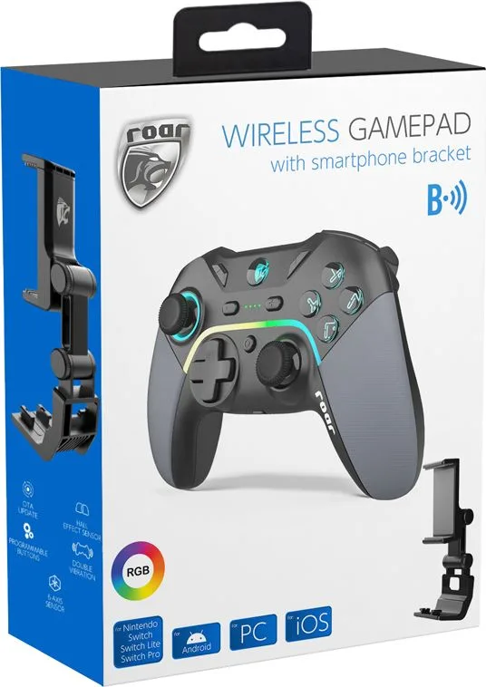 ROAR ασύρματο gamepad RR-0022, Switch/PC/iOS/Android, Bluetooth, μαύρο — εικόνα 8