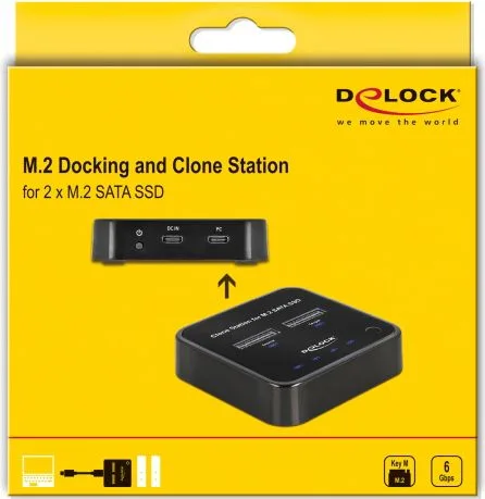 DELOCK docking station για M.2 SATA SSD 64178, 2 θέσεων, 6Gbps, clone function, μαύρο — εικόνα 5