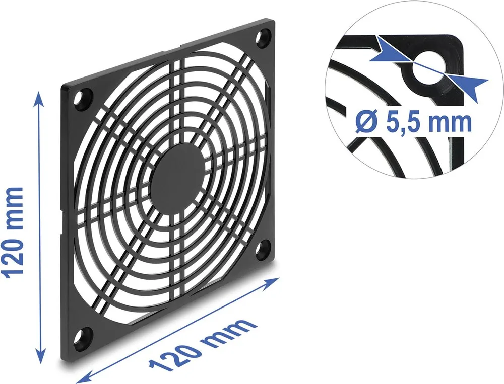DELOCK σχάρα για 120mm ανεμιστήρα 67664, πλαστική, μαύρη — εικόνα 2