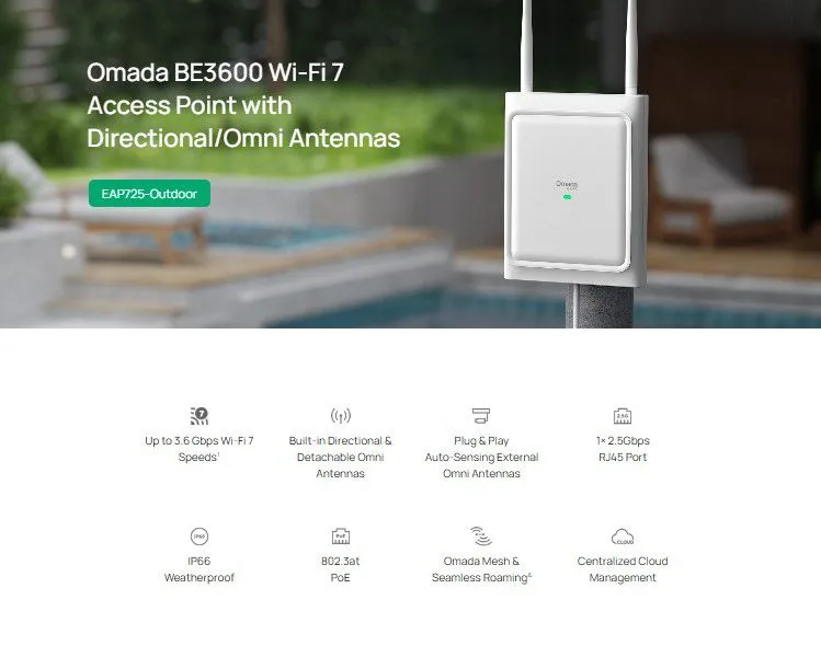 TP-LINK access point EAP725-Outdoor, WiFi 7, 3600Mbps BE3600, Mesh, V1.0 — εικόνα 2
