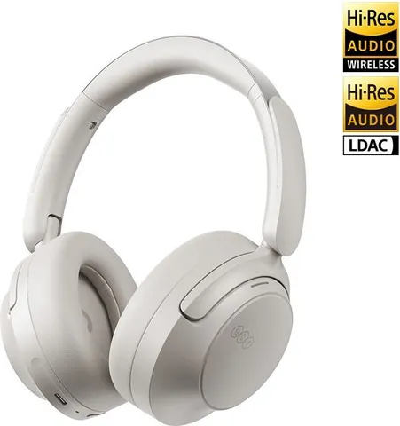 QCY H3S Headphones White - Type-C & Bluetooth 6.0 ANC iOS/Android Call Noise Cancelling Headset102h