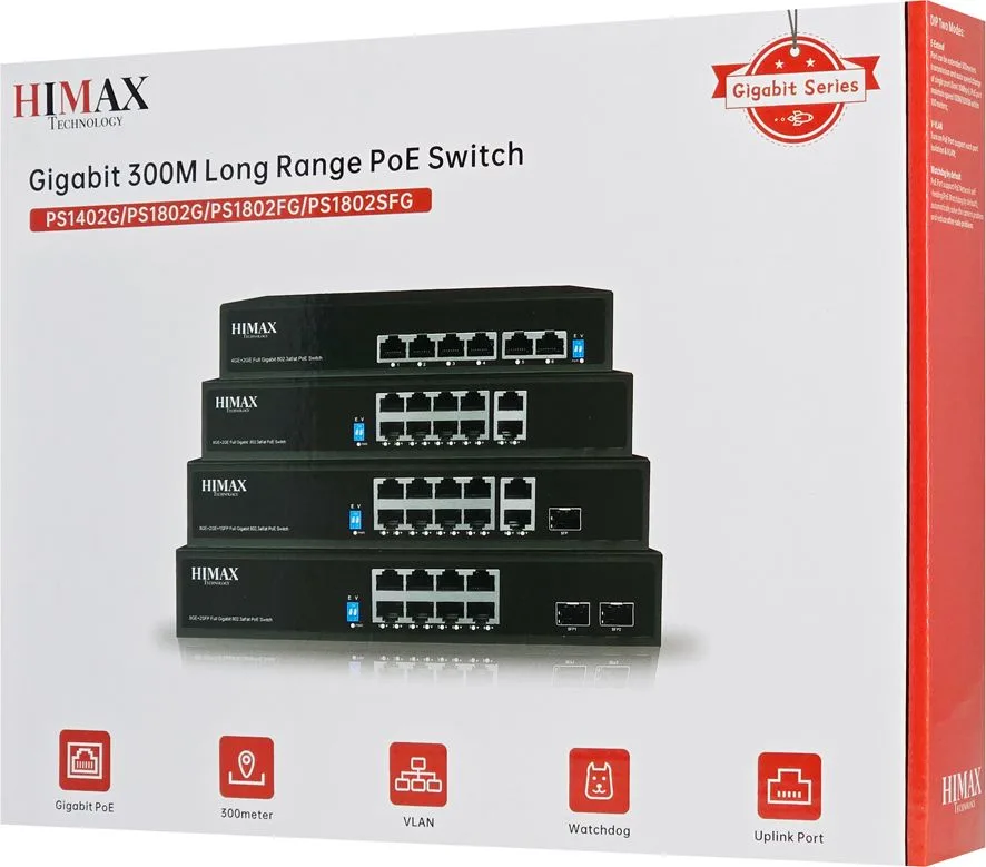 HIMAX PoE switch PS1802G, 8x Ethernet PoE & 2x Ethernet θύρες, έως 1000Mbps — εικόνα 3