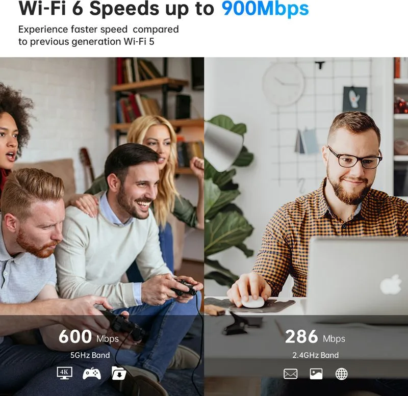 POWERTECH ασύρματος USB αντάπτορας δικτύου & Bluetooth 5.3 PT-1386, 900Mbps WiFi 6 — εικόνα 3