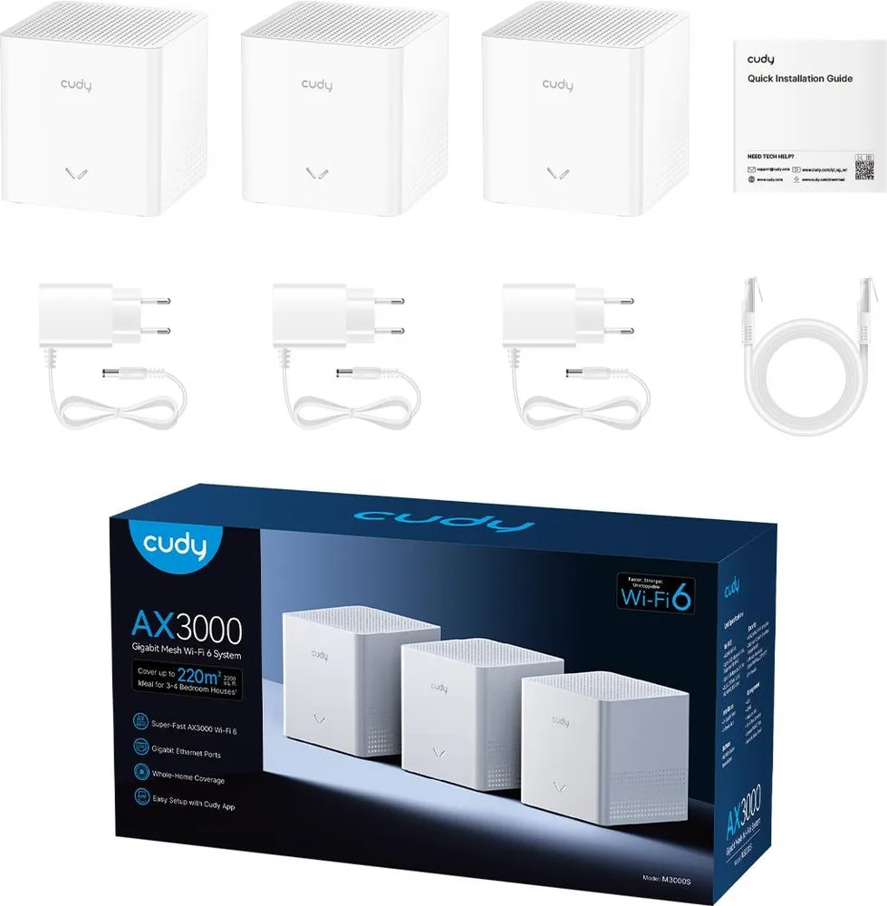 Cudy M3000S AX3000 Gigabit Mesh WiFi 6, 3 Pack — εικόνα 2