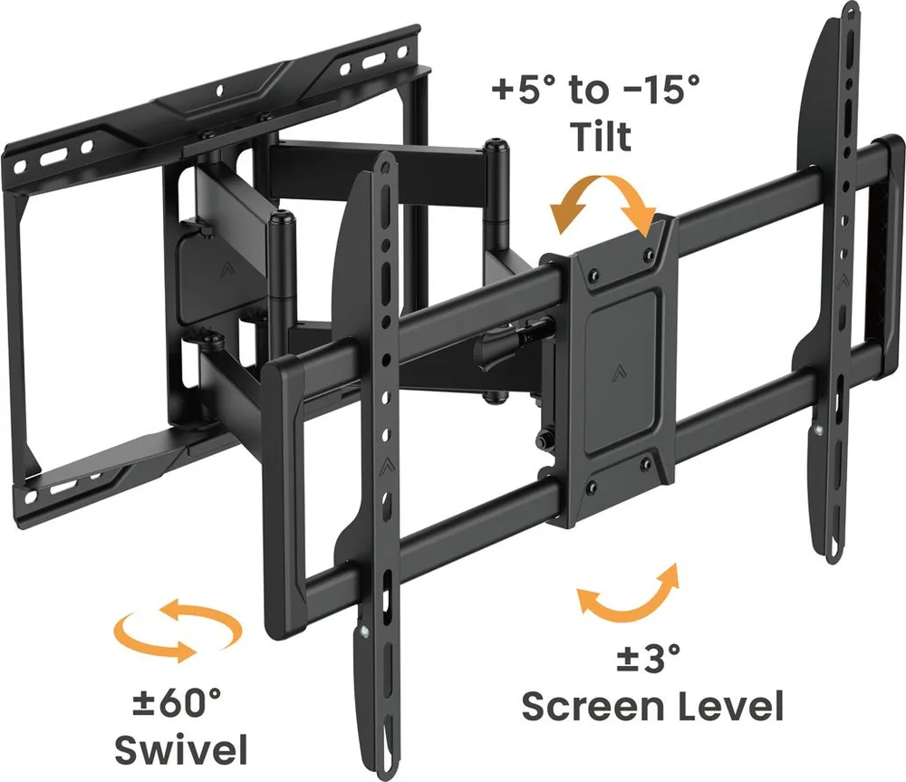 POWERTECH επιτοίχια βάση τηλεόρασης PT-1423, 37-90", 75kg, heavy duty, full motion — εικόνα 4