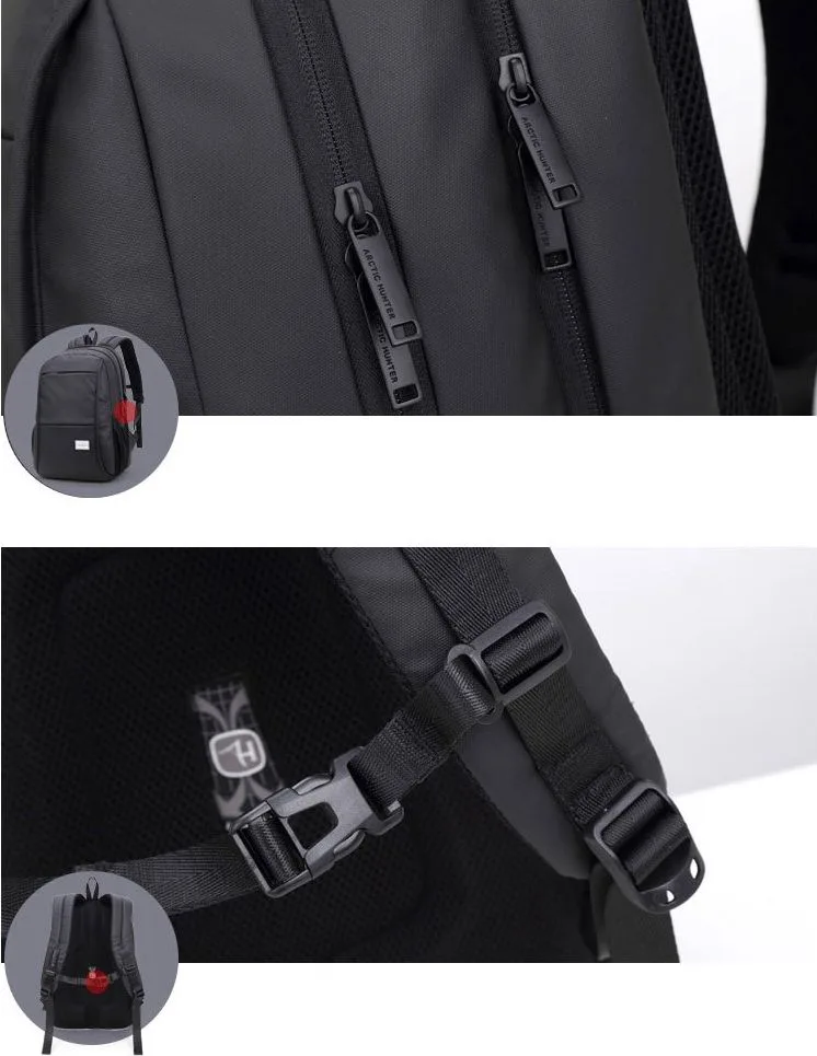 ARCTIC HUNTER τσάντα πλάτης 20005 με θήκη laptop 15.6", 26L, μαύρη — εικόνα 5