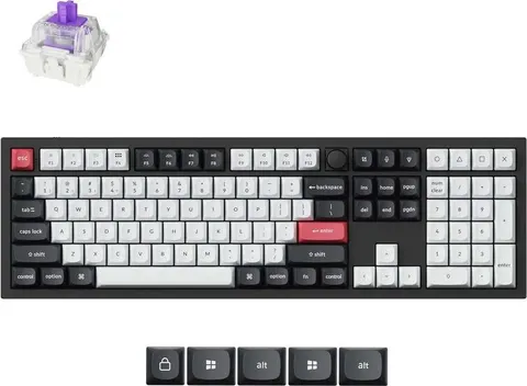 Keychron Q6 HE (Q6H-M1) QMK Wireless Custom Hall Effect Keyboard Purple Switch 100% US Layout