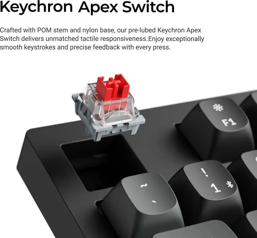 Keychron K10 Ultra (K10U-H1) ZMK Wireless 8K Mechanical Keyboard Red Switch (Hot-Swap) 100% Us Lay — εικόνα 6