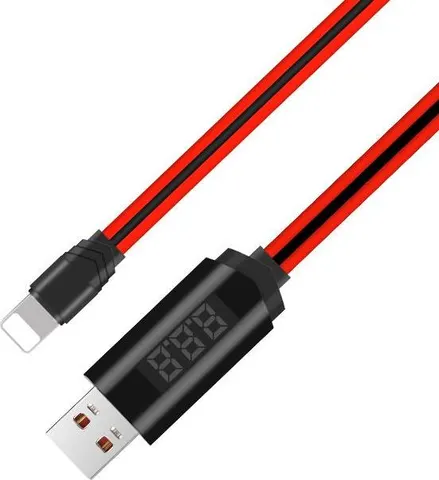 HOCO U29 καλώδιο με οθόνη Lightning φόρτισης & Data 1.2m, RED