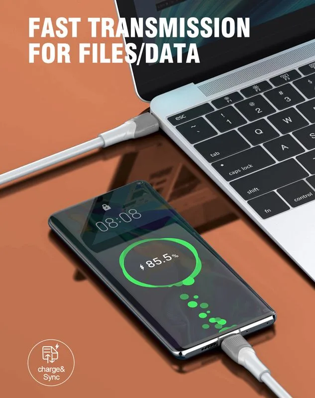 LDNIO καλώδιο USB-C σε USB-C LC601C, 100W PD, 1m, γκρι — εικόνα 3