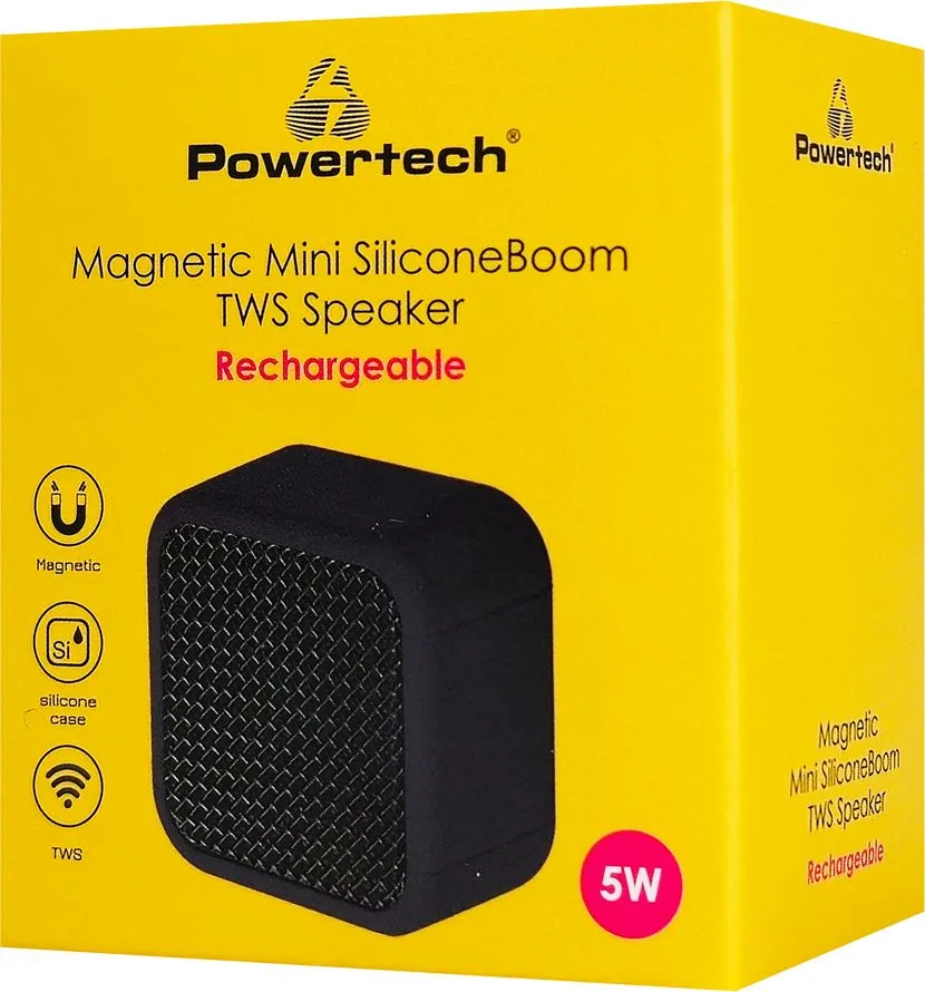POWERTECH μίνι φορητό ηχείο TWS PT-1626, μαγνητικό, 5W, Bluetooth, 400mAh, μαύρο — εικόνα 3