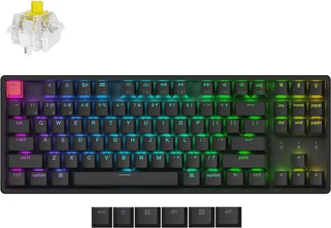Keychron K8 V2 (K8X-J4) QMK Wireless Mechanical Keyboard Banana Switch HotSwap RGB 80% US Lay Alumin