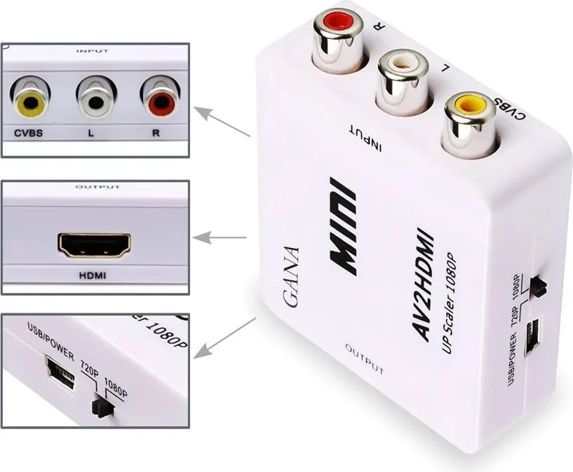 POWERTECH HD Video Converter CAB-H119 3x RCA σε HDMI, MS1858, Full HD — εικόνα 2