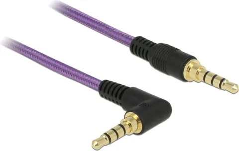 DELOCK καλώδιο Jack stereo σε Jack stereo 4pin 3.5mm, 90°, μωβ, 1m