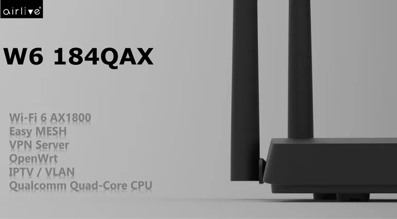 AIRLIVE mesh router W6184QAX, Wi-Fi 6, 1800Mbps AX1800, 4x Gigabit ports — εικόνα 2