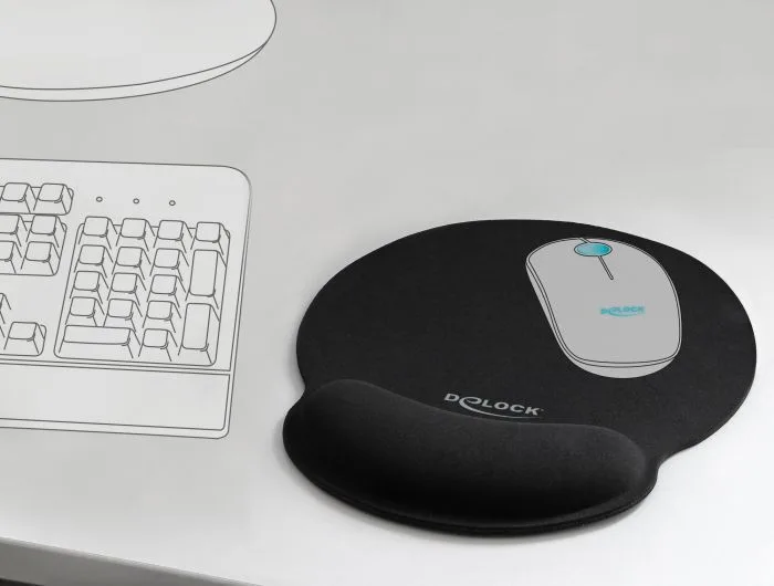 DELOCK Mousepad 12559 με στήριγμα καρπού, 252 x 227mm, μαύρο — εικόνα 3