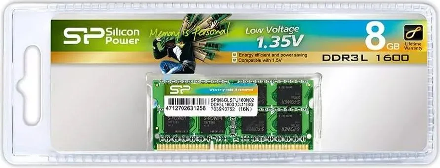 SILICON POWER Μνήμη 8GB DDR3L Sodimm, PC3L 12800, 1600MHz, CL11, 1.35v — εικόνα 3