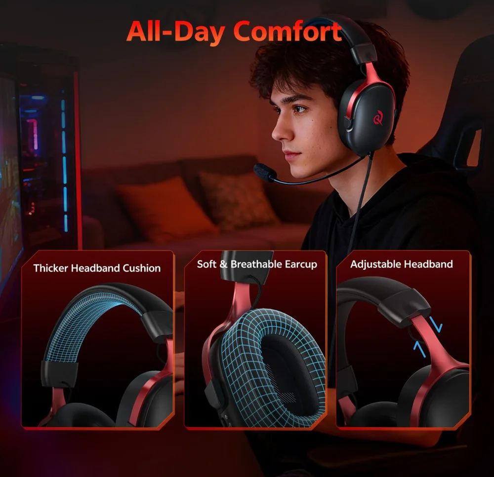 QCY Heroad VN200 PRO 7.1 USB - Wired RGB Gaming Headset PS4/PS5/PC — εικόνα 5