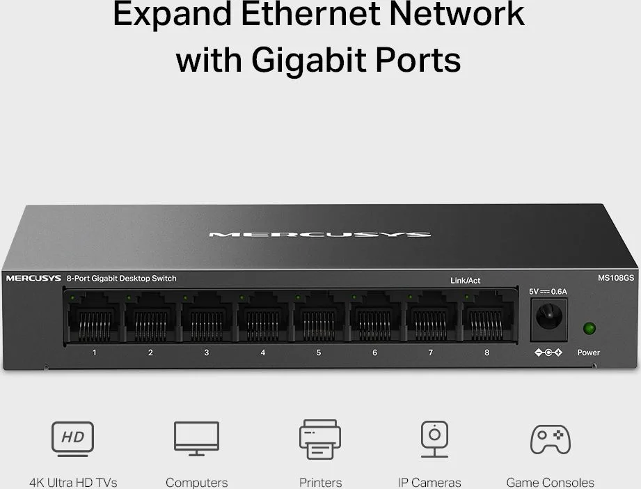 MERCUSYS desktop switch MS108GS, 8x Gigabit θύρες, V1.0 — εικόνα 3
