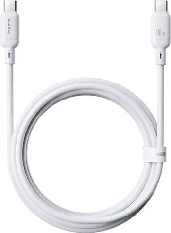 BASEUS Silky Series, καλώδιο ΓΡΗΓΟΡΗΣ φόρτισης, Type-C ΣΕ Type-C, 100W, 2m, λευκό