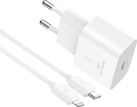 XO L167, φορτιστής ΓΡΗΓΟΡΗΣ φόρτισης, 25W, Type-C, με καλώδιο Type-C ΣΕ Lightning, λευκό