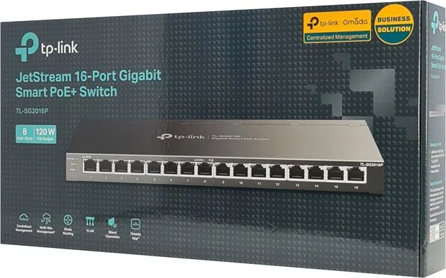TP-LINK JetStream switch TL-SG2016P, 16-Port Gigabit, 8x PoE+, Ver. 1.0 — εικόνα 3