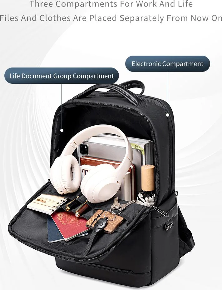 ARCTIC HUNTER τσάντα πλάτης B00872 με θήκη laptop 15.6", 14.5L, μαύρη — εικόνα 3