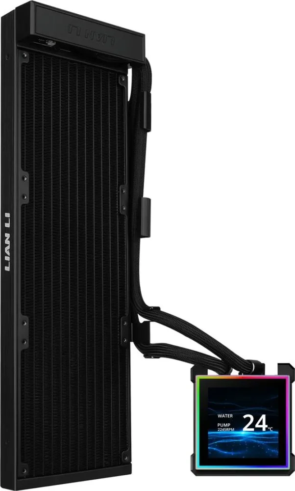 LIAN LI Hydroshift II LCD-S 360N Black - Fanless AIO CPU Cooler - 3.4" Screen - 1851/1700, AM5/AM4 — εικόνα 2