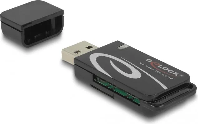 DELOCK card reader 91602 για SD & micro SD, USB, 480Mbps, μαύρο — εικόνα 2
