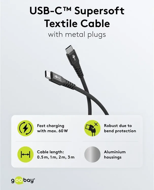 GOOBAY καλώδιο USB-C 73954, 60W, 480Mbps, 2m, μαύρο — εικόνα 4