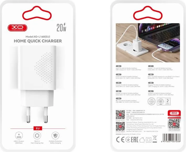XO φορτιστής ΓΡΗΓΟΡΗΣ φόρτισης L160, 20W, 1 θύρα — εικόνα 3