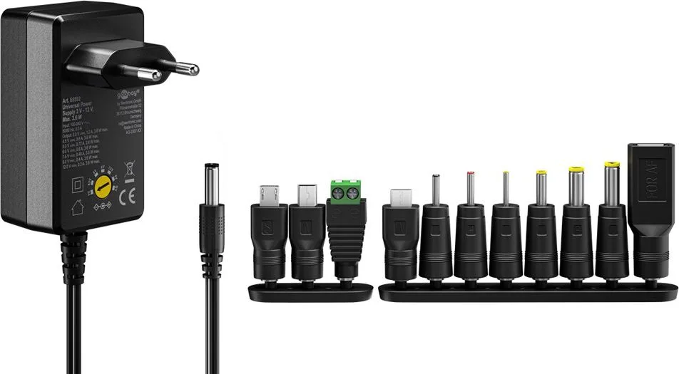 GOOBAY επιτοίχιος φορτιστής 65592, 3V-12V, 3.6W, 12 tips — εικόνα 2