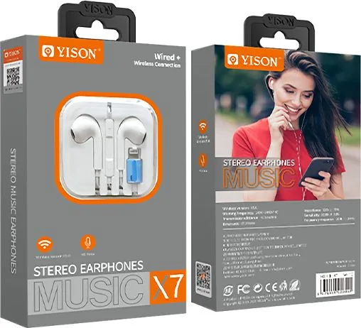YISON earphones με μικρόφωνο X7, Lightning σύνδεση, Φ14mm, 1.2m, λευκά — εικόνα 4