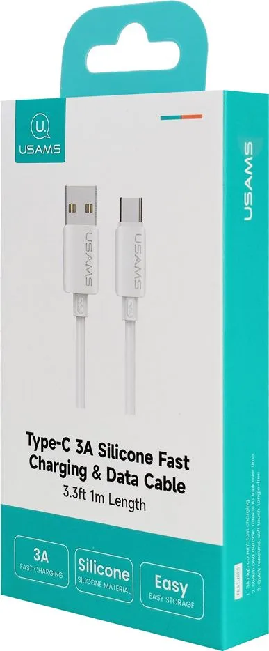 USAMS καλώδιο USB-C σε USB SJ786, σιλικόνης, 3A, 480Mbps, 1m, λευκό — εικόνα 7
