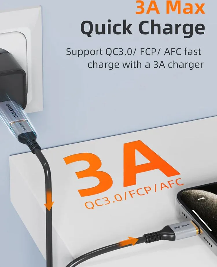 CABLETIME αντάπτορας USB-C σε USB CT-AMCF10-AG, 10Gbps, 3A, γκρι — εικόνα 4